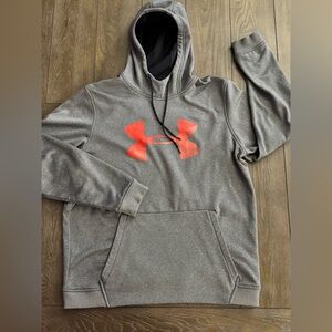 Under Armour Men's Charcoal Hoodie with Vibrant Red Emblem